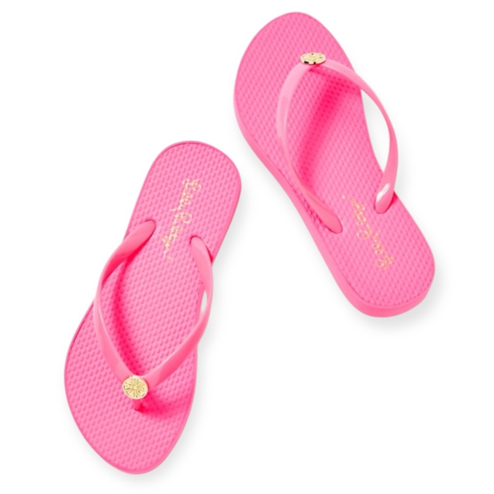 LILLY PULITZER Flip Flops Roxie Pink Pool Shoes Resort Sandals NWT - Picture 7 of 12